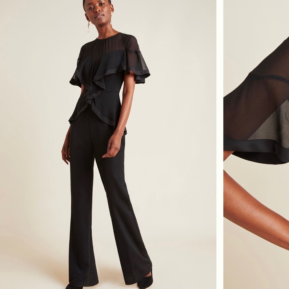 Anthropologie Amaris Flutter Sleeved Jumpsuit